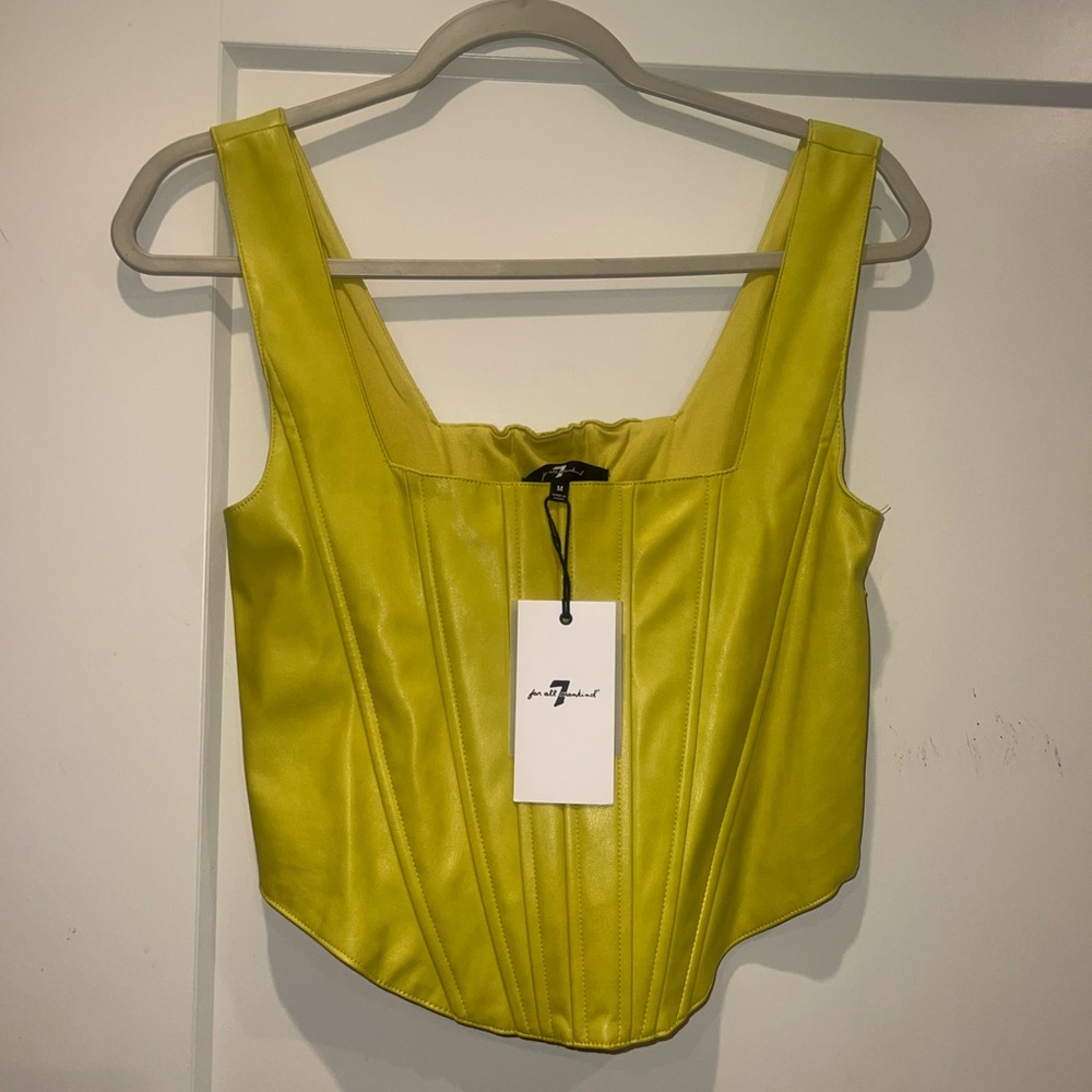 7 for all mankind vegan leather corset top